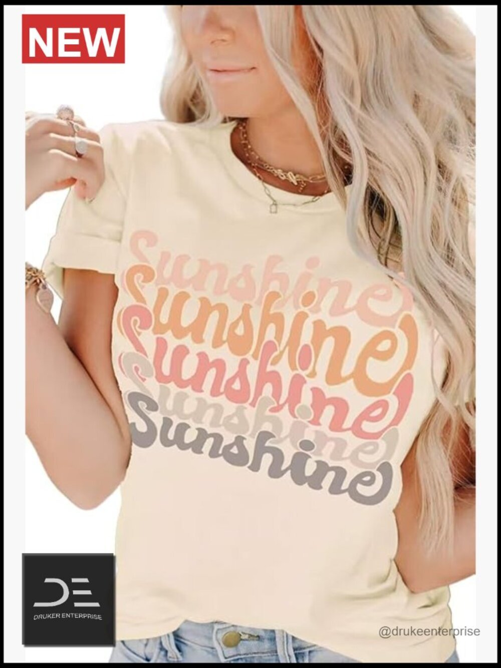 Crew Neck Short Sleeve Cute Sunshine Graphic Tee T-Shirt for Women